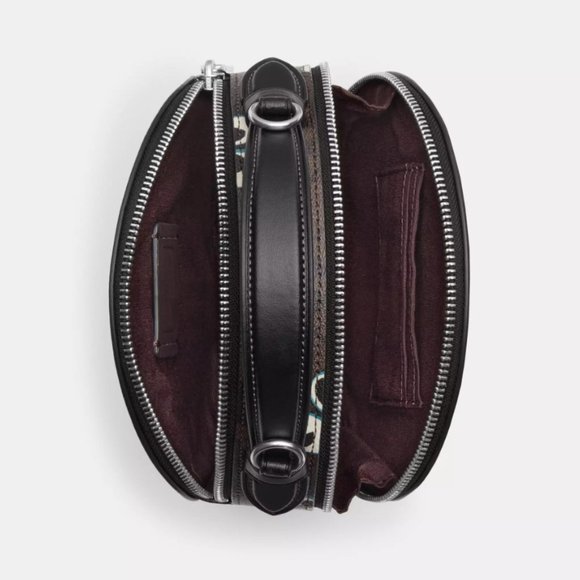 NWT Canteen Crossbody Signature Canvas Graphic Halloween Eyes Purse Bag Leather - Picture 3 of 12